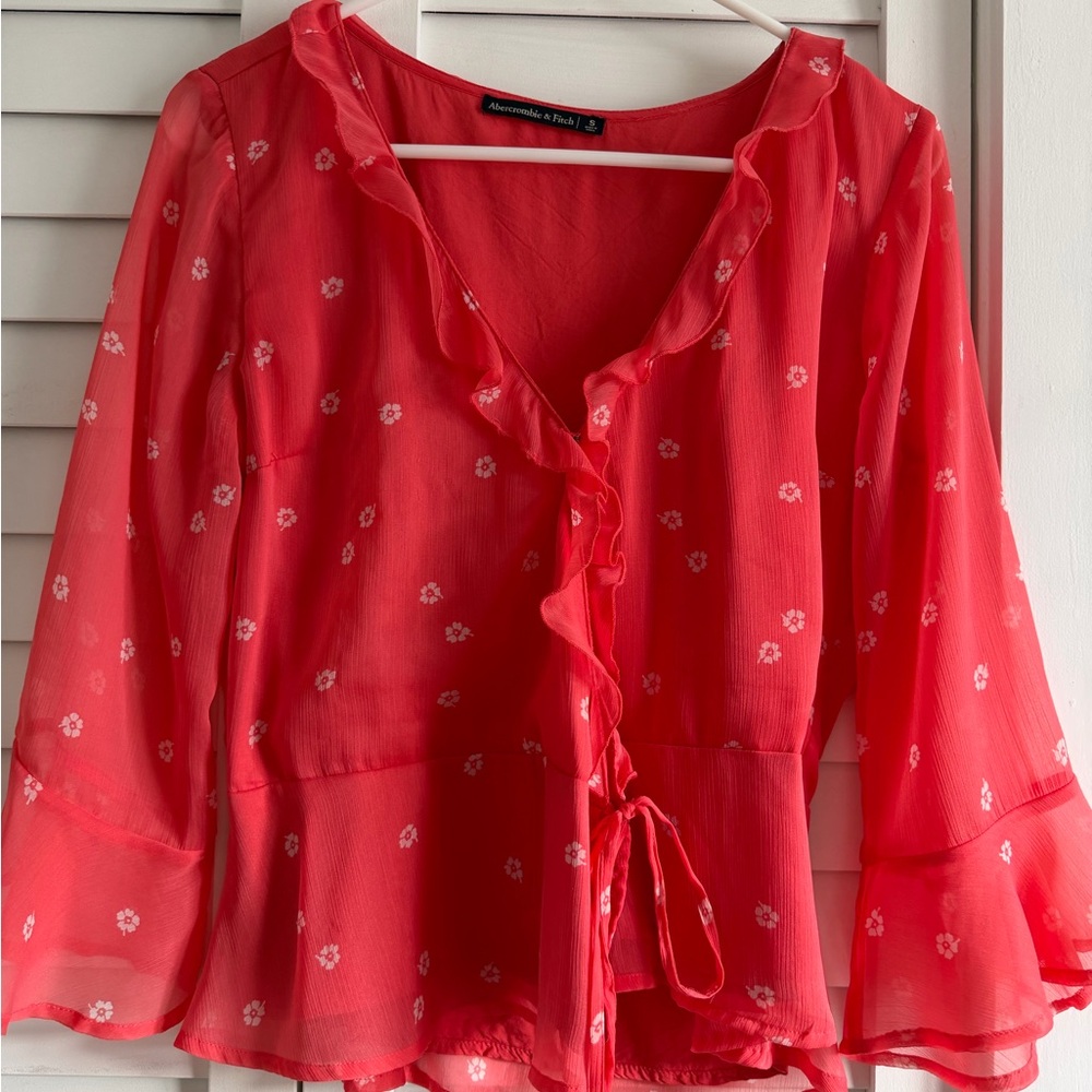 Abercrombie & Fitch Red Floral Blouse
